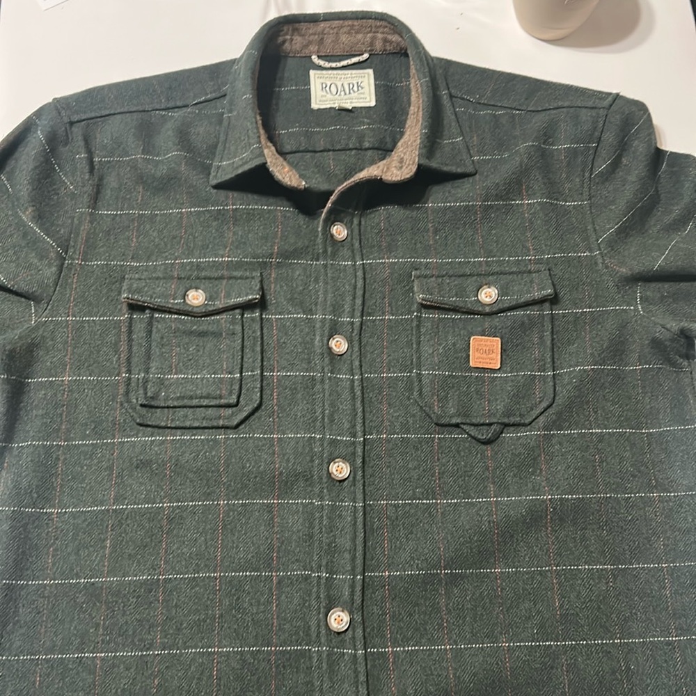 Roark Nordsman Flannel Wool Blend Flannel Shirt Plaid Hunter Green Men's XL